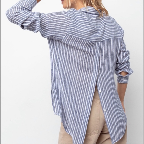 Rails Sydney Boracay Stripe Button Down Shirt Medium linen blend - Picture 10 of 12